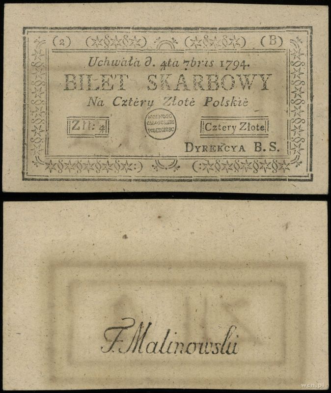 Polska, 4 złote polskie, 4.09.1794