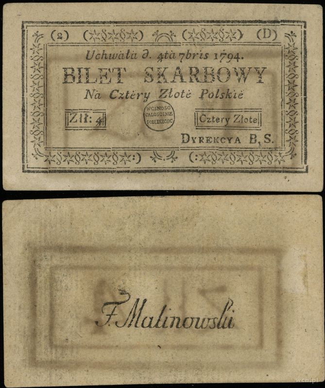 Polska, 4 złote polskie, 4.09.1794