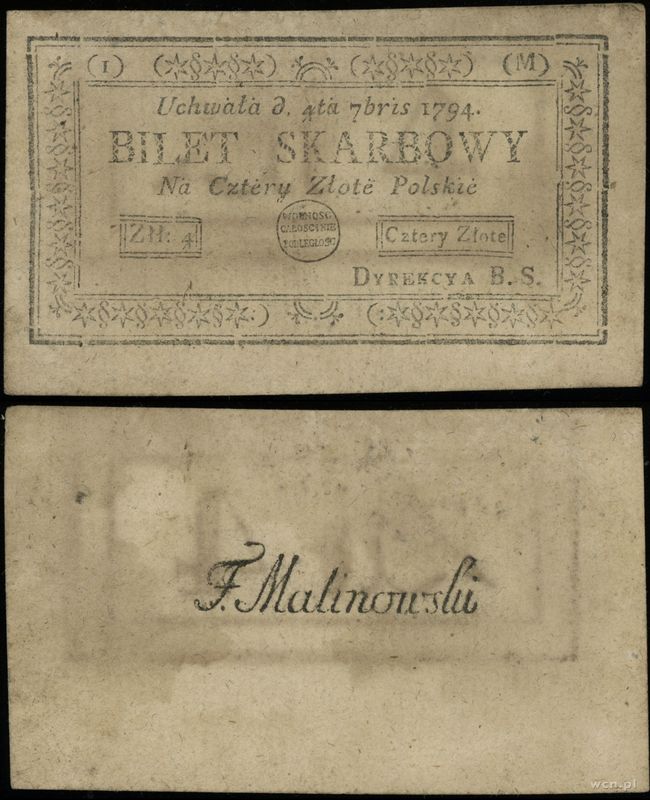 Polska, 4 złote polskie, 4.09.1794