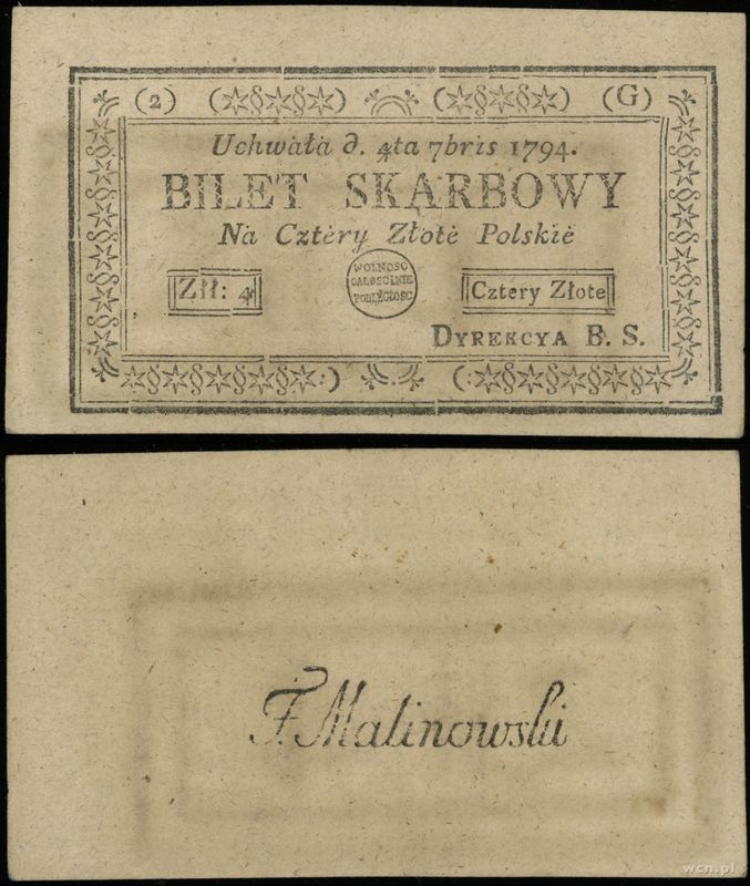 Polska, 4 złote polskie, 4.09.1794