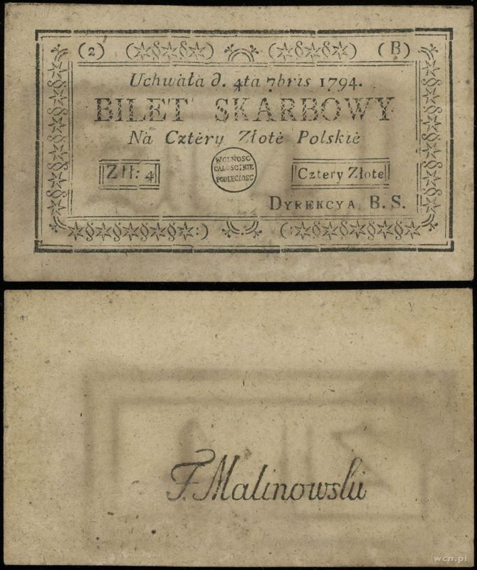 Polska, 4 złote polskie, 4.09.1794