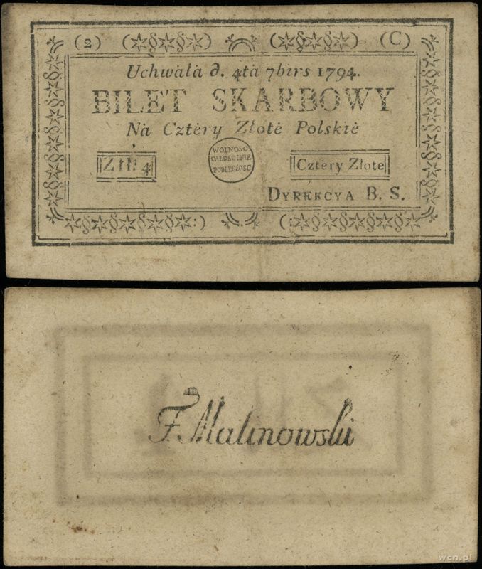 Polska, 4 złote polskie, 4.09.1794