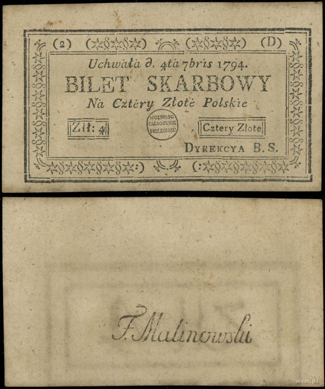 Polska, 4 złote polskie, 4.09.1794