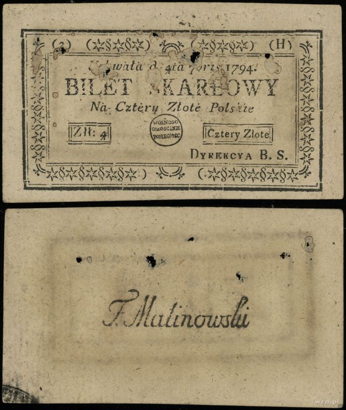 Polska, 4 złote polskie, 4.09.1794