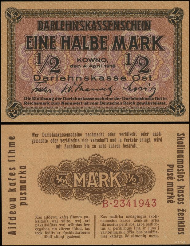 Polska, 1/2 marki, 4.04.1918