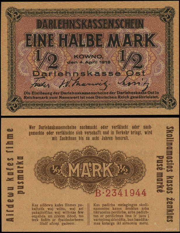 Polska, 1/2 marki, 4.04.1918