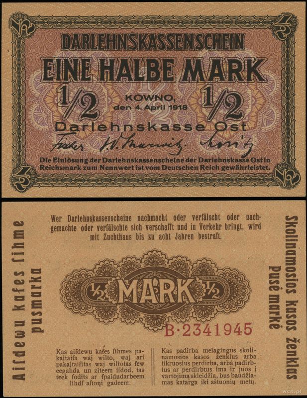 Polska, 1/2 marki, 4.04.1918