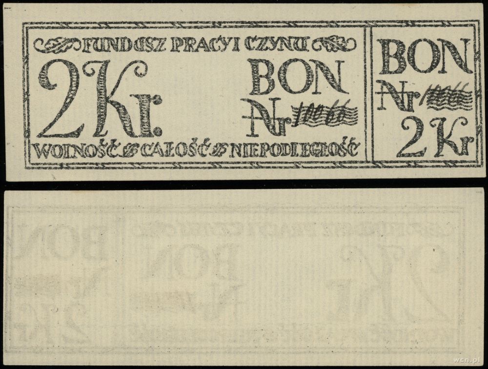 Polska, bon na 2 korony, [1916–1918]