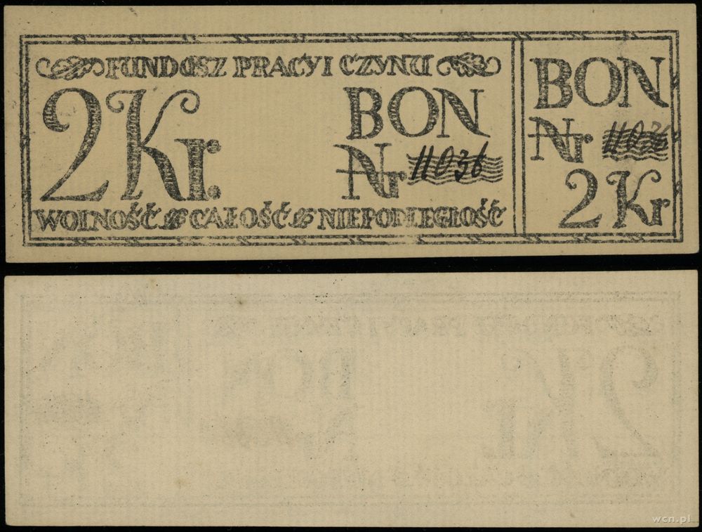 Polska, bon na 2 korony, [1916–1918]
