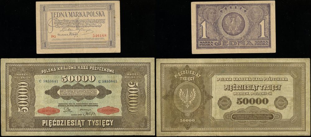 Polska, zestaw 2 banknotów, 1919–1922