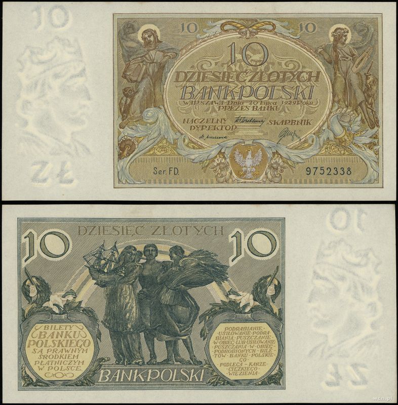 Polska, 10 złotych, 20.07.1929