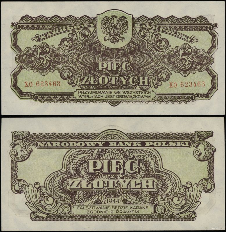 Polska, 5 złotych, 1944