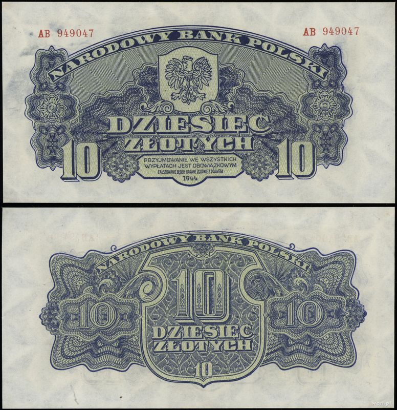 Polska, 10 złotych, 1944