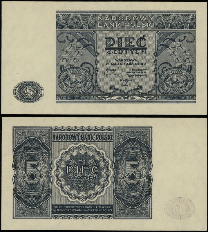 Polska, 5 złotych, 15.05.1946