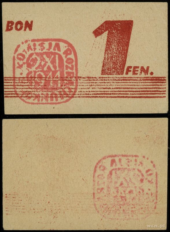 obóz oficerski VII-A Murnau, bon na 1 fenig, 2.11.1944