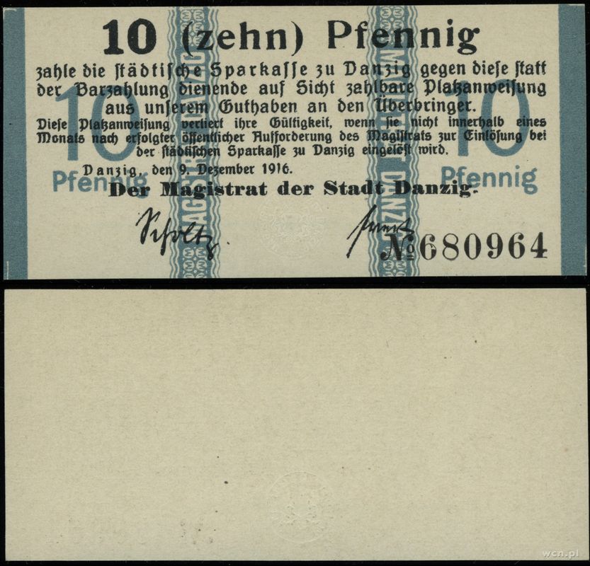 Prusy Zachodnie, 10 fenigów, 9.12.1916