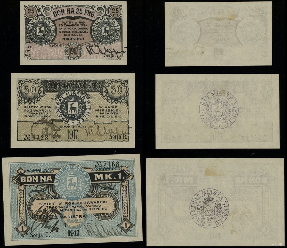 dawny zabór rosyjski, zestaw 3 bonów, 1917