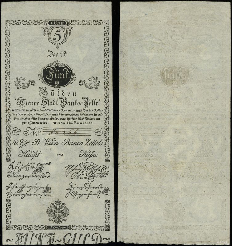 Austria, 5 guldenów, 1.01.1800