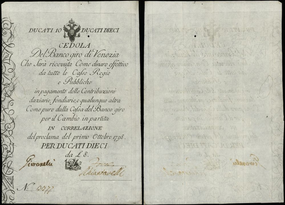 Włochy, 10 dukatów, 1.10.1798