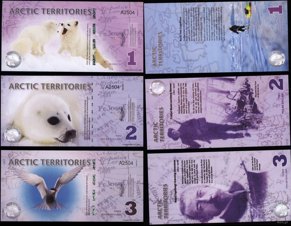 tereny Arktyki, zestaw 14 banknotów