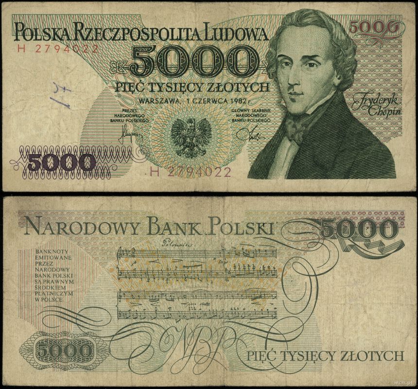 Polska, 5.000 złotych, 1.06.1982
