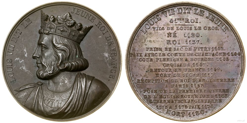 Francja, medal z serii władcy Francji – Ludwik VII, 1838