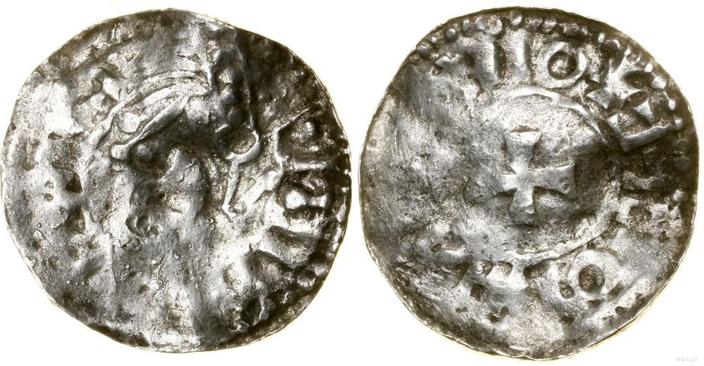 Skandynawia, hybrydowe naśladownictwo denara anglosaskiego typu pointed helmet / small cross, XI w.