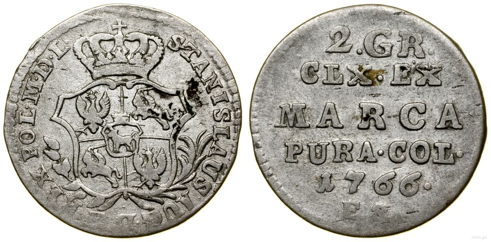 Polska, półzłotek (2 grosze), 1766 FS