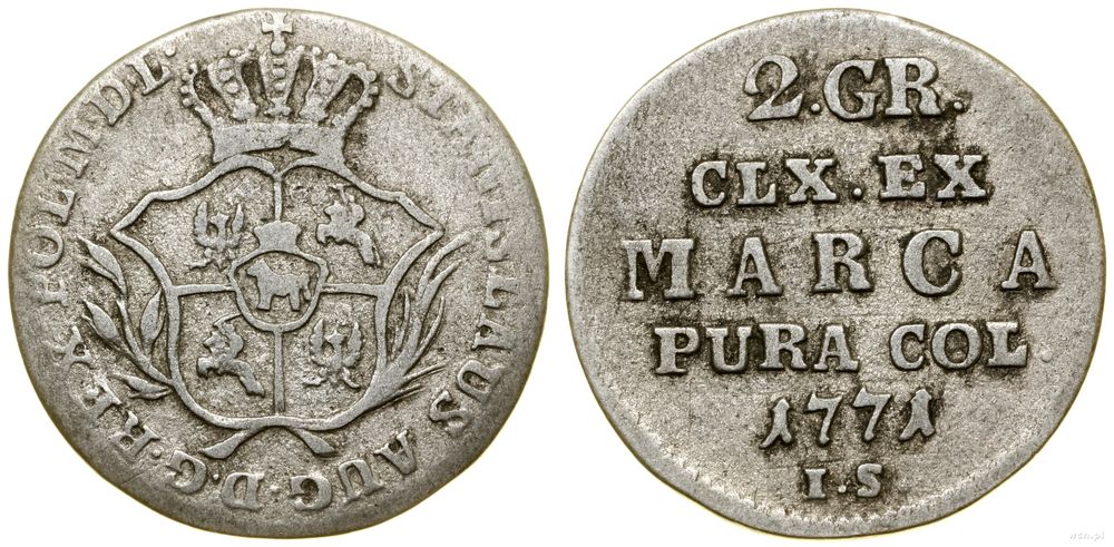 Polska, półzłotek (2 grosze), 1771 IS