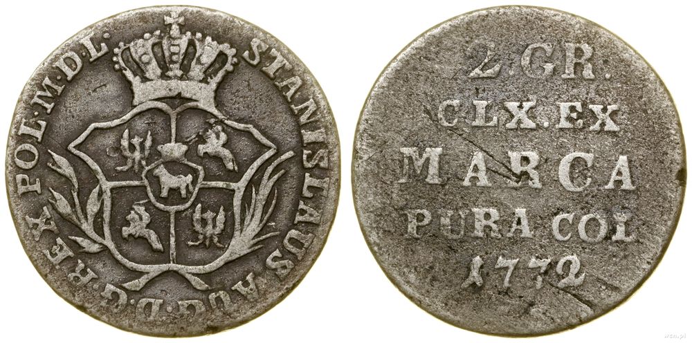 Polska, półzłotek (2 grosze), 1772 IS