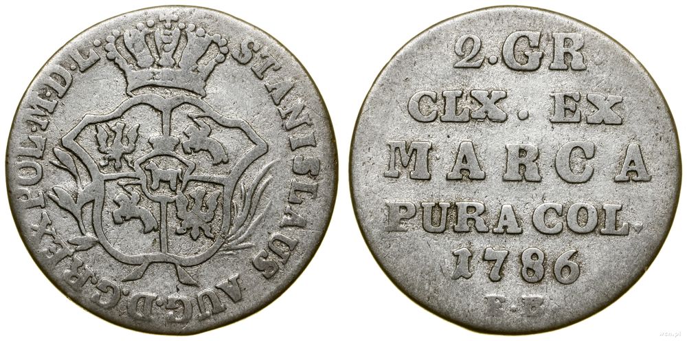 Polska, półzłotek (2 grosze), 1786 EB
