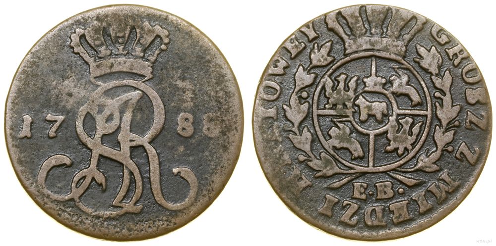 Polska, 1 grosz z miedzi krajowej, 1788 EB