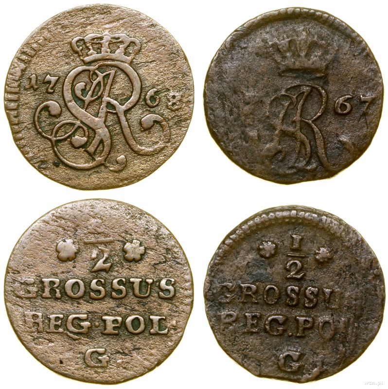 Polska, lot 2 x półgrosz, 1767 G, 1768 G