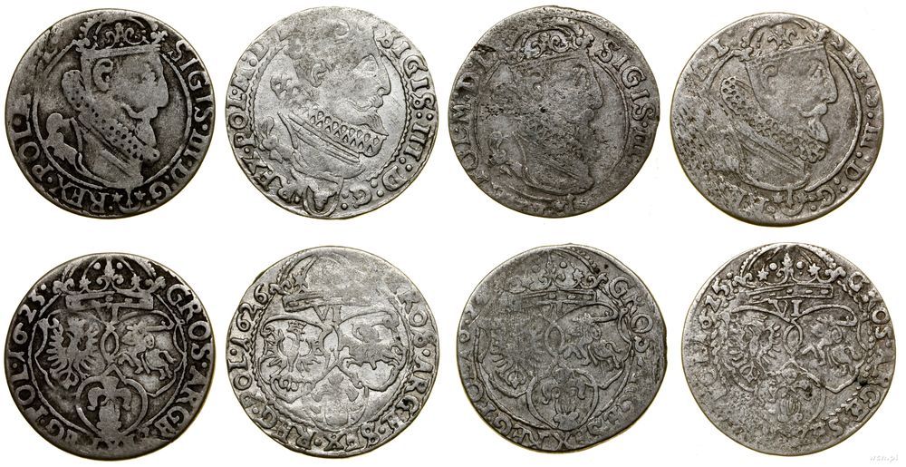 Polska, zestaw 4 x szóstak, 1623, 1624, 1625, 1626