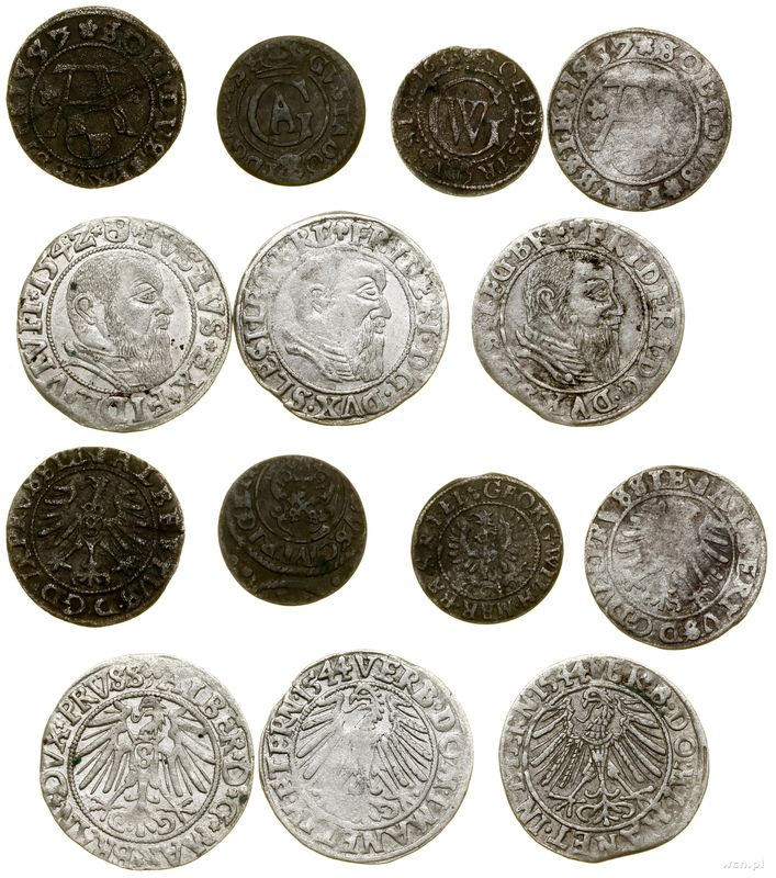 Prusy Książęce (1525–1657), zestaw 7 monet