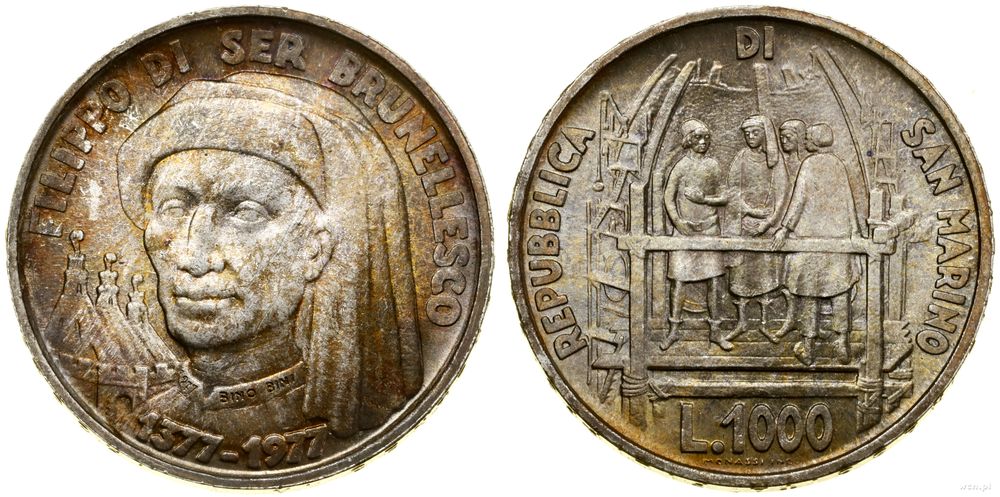 San Marino, 1.000 lirów, 1977