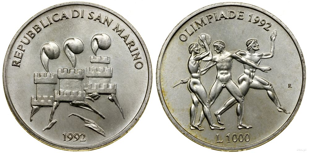 San Marino, 1.000 lirów, 1992