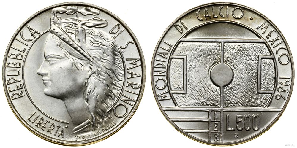 San Marino, 500 lirów, 1986