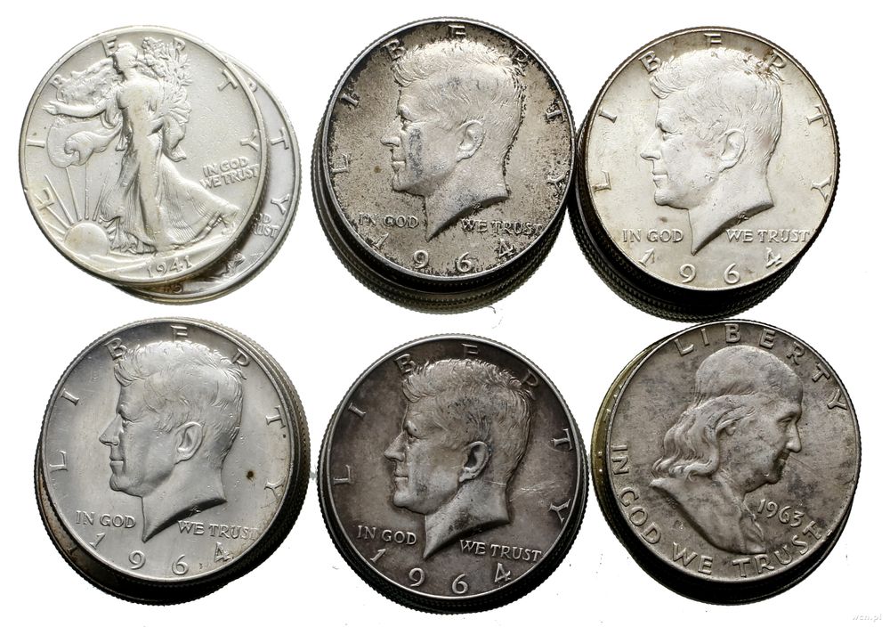 Stany Zjednoczone Ameryki (USA), zestaw 30 x 1/2 dolara, róźne roczniki