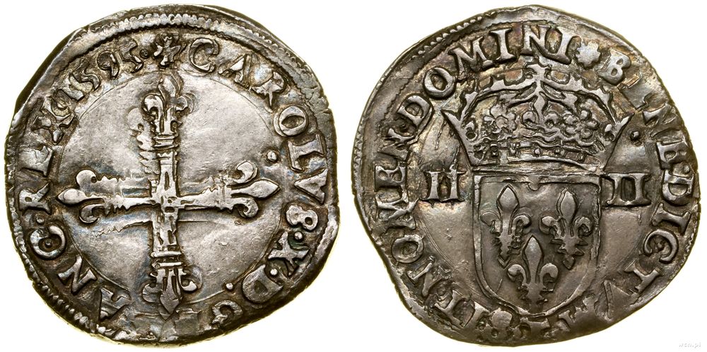 Francja, 1/4 écu, 1595