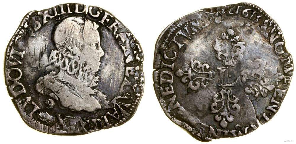 Francja, 1/2 franka (tête nue enfantine au col fraisé), 1615/9
