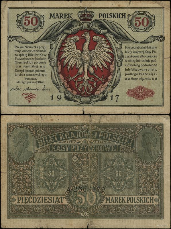 Polska, 50 marek polskich, 9.12.1916