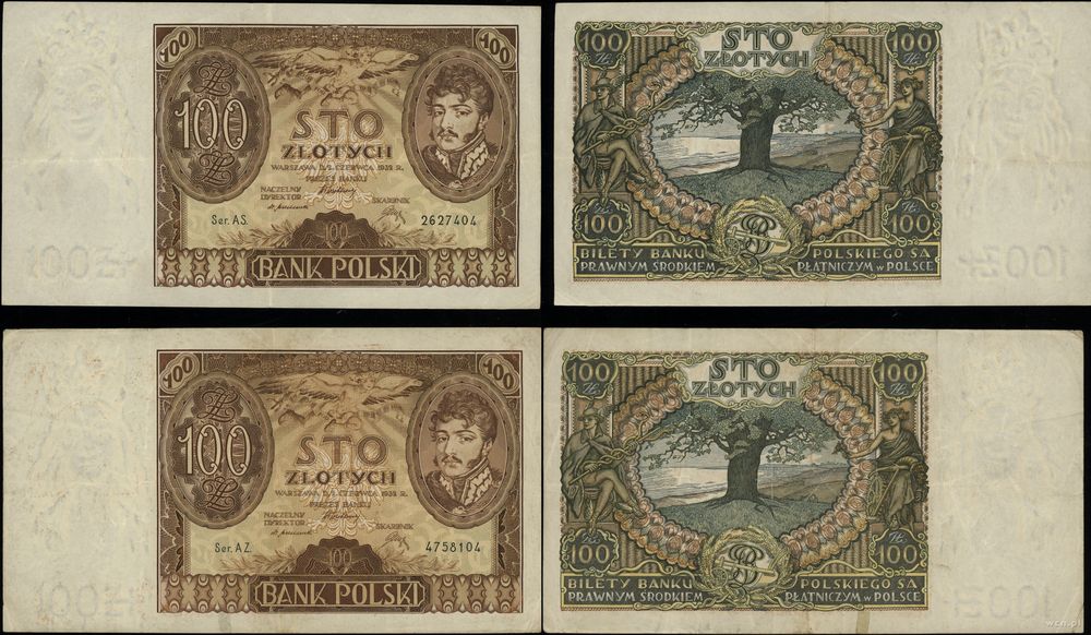 Polska, zestaw: 2 x 100 złotych, 2.06.1932