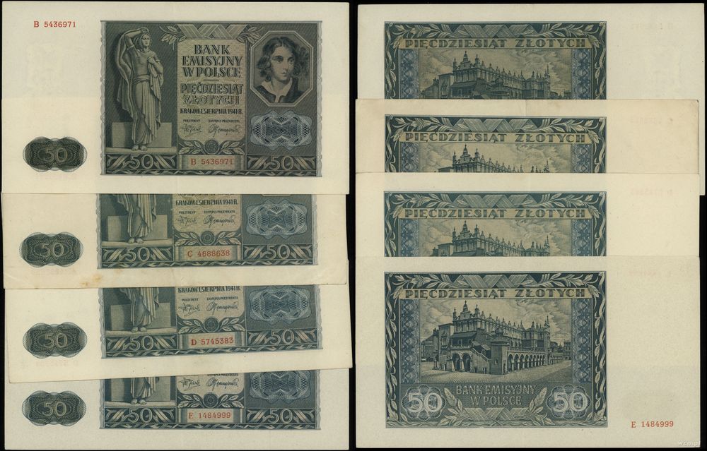 Polska, zestaw: 4 x 50 złotych, 1.08.1941