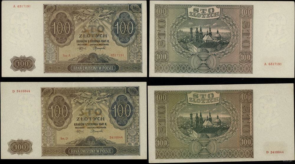 Polska, zestaw: 2 x 100 złotych, 1.08.1941