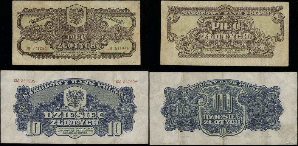 Polska, zestaw 2 banknotów, 1944