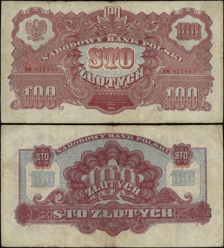 Polska, 100 złotych, 1944