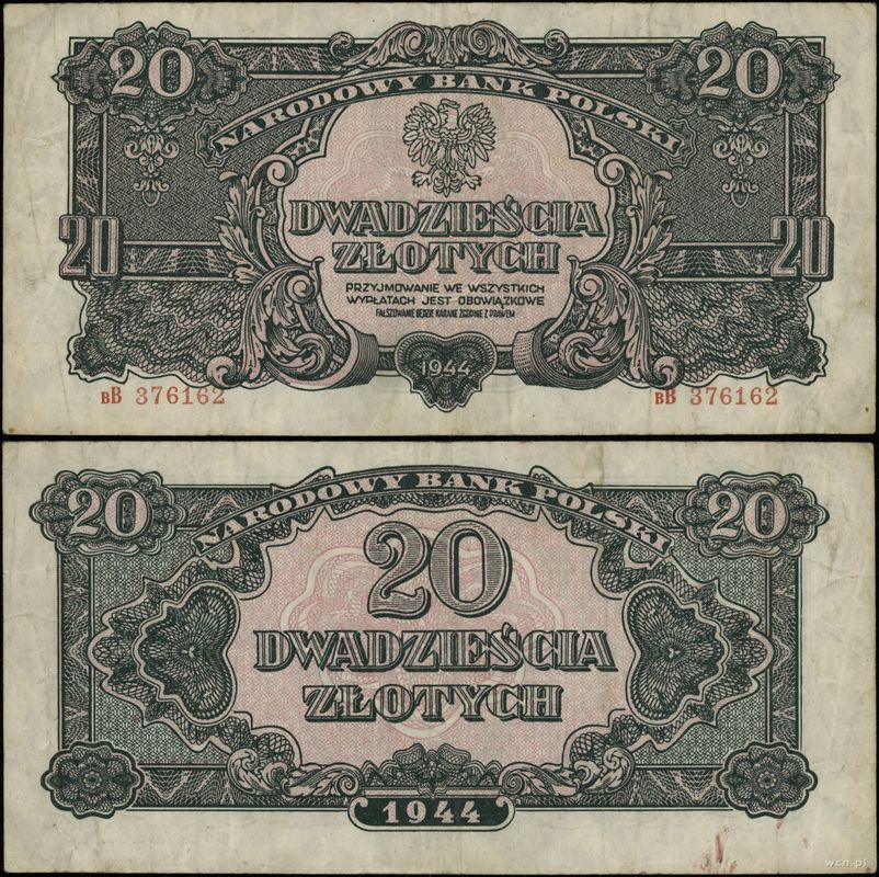 Polska, 20 złotych, 1944