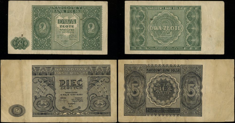 Polska, zestaw: 2 złote i 5 złotych, 15.05.1946