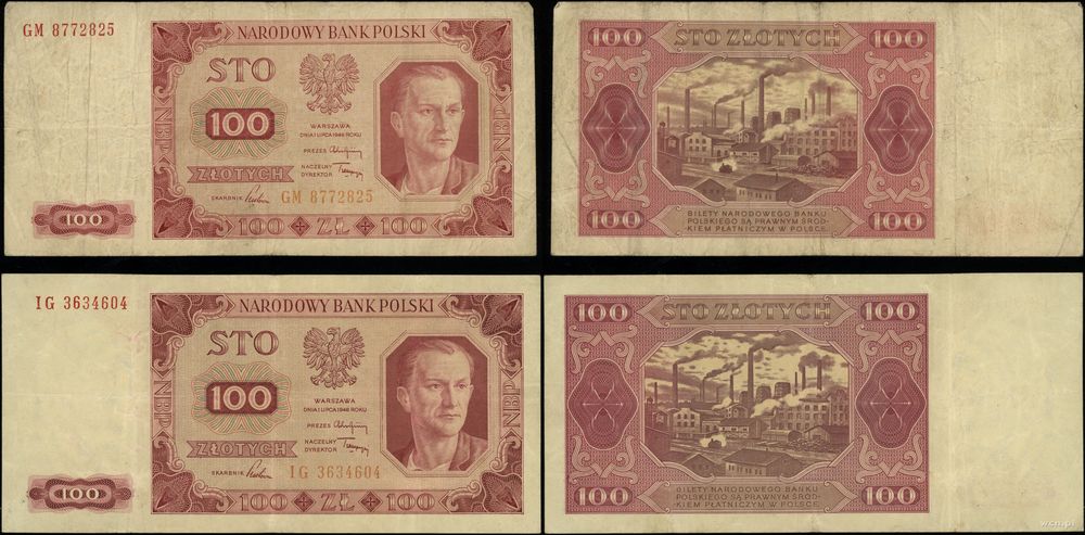 Polska, zestaw: 2 x 100 złotych, 1.07.1948